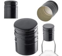 KADAX Tappo a vite 28 x 40 mm per bottiglie, tappo a vite in alluminio, tappo a vite per bottiglie di vino, succhi e liquori (nero, 50 pezzi)