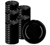KADAX Tappo a vite fi48 mm, set di coperchi Twist-Off in metallo, coperchio di ricambio per bicchieri e bottiglie, coperchio con 4 denti di bloccaggio per barattoli (nero, 50 pezzi)