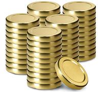 KADAX Tappo a vite fi53 mm, set di coperchi Twist-Off in metallo, adatto per bicchieri da 115 ml, coperchio di ricambio con 4 denti, coperchio per bottiglie e barattoli (50 pezzi, oro)