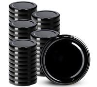 KADAX Tappo a vite fi58 mm, set di coperchi Twist-Off in metallo, coperchio di ricambio per bicchieri e bottiglie, coperchio con 4 denti di bloccaggio per barattoli (nero, 50 pezzi)