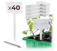 KADAX Targhette per piante in plastica, 40 pezzi, resistenti alle intemperie, per scrivere, cartelli da giardino, cartelli per piante, targhette per etichettatura, targhette per erbe aromatiche