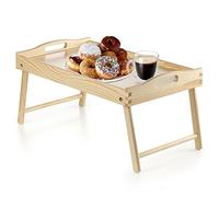 KADAX Tavolino da letto, vassoio per la colazione in legno di pino, 19 x 30 x 50 cm, vassoio pieghevole per colazione a letto, tavolino (incolore)