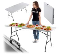 KADAX Tavolo da giardino pieghevole 74 x 73 cm bianco resistente alle intemperie, struttura stabile, per feste in giardino, terrazza, balcone e campeggio