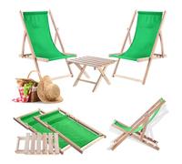 KADAX Tavolo pieghevole con 2 sedie a sdraio, piccolo tavolo da giardino in legno, tavolino da giardino per balcone e giardino, tavolino piccolo da balcone pieghevole (verde)