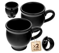 KADAX Tazza in gres porcellanato, 250 ml, per vin brulé, 2 pezzi, tazza in gres porcellanato, tazza da caffè in ceramica, tazza da tè, tazza da caffè, tazza in ceramica (nero)