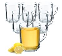 KADAX Bicchiere in Vetro Trasparente Con Manico, Lavabile in Lavastoviglie, per Caffè, Tè, Acqua, Bevande Calde (6 x 240 ml)