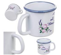 KADAX Tazza smaltata da 1150 ml per tè e caffè, tazza da campeggio, grande tazza da caffè con manico, tazza da caffè in acciaio smaltato, tazza da tè (bianco)