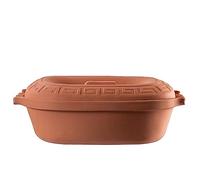 KADAX Teglia ovale in ceramica con coperchio e manici laterali, piroscafo in materiali naturali, teglia per cucinare senza grassi, pentola per arrosto (5 l)