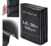 KADAX Telo anti-erbacce 1,6 x 10 m, 135 g/m², resistente agli strappi in polipropilene, tessuto non tessuto da giardino permeabile all'acqua per una efficace lotta contro le erbacce, pellicola per