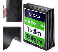 KADAX Telo pacciamatura Anti Erbacce 1 x 5 m - 150 g/m² Nero in Polipropilene - per aiuole e orto - Permeabile all’Acqua per irrigazione Senza ristagni