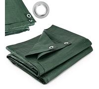 KADAX Telone Impermeabile 6x10 m da 90 g/m² con Occhielli per Esterno, Telo Occhiellato per Copertura di Legna, Piscine e Mobili da Giardino (Verde)