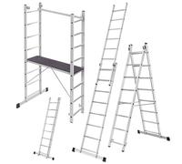 KADAX Trabattello Alluminio 16 gradini | 114x214cm | piattaforma antiscivolo | scala pieghevole multifunzione | fino a 150kg
