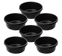 KADAX Vasca rotonda per malta da 14 l, secchio in plastica per cantiere, giardino, grande bacinella per lavare, contenitore resistente per cemento (nero, set da 6)