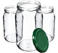 KADAX vasetti da 900 ml, in vetro per conserve, per coperchi a vite, utilizzabili come vasetti per marmellate, barattoli per conserve (8 pezzi, verde)