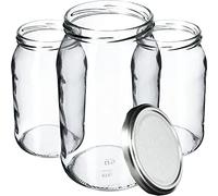 KADAX vasetti da 900 ml, in vetro per conserve, per coperchi a vite, utilizzabili come vasetti per marmellate, barattoli per conserve (48 pezzi, argento)