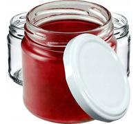KADAX Barattoli Ermetici di Vetro da 200 ml, Vassetti Piccoli con Coperchio a Vite per Conserve di Frutta, Marmellate e Miele (Set di 10, Bianco)