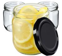 Kadax Barattoli con coperchio fi 82 mm 425 ml, 48 pezzi, Nero