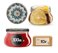 KADAX vasetti per marmellata in Vetro 300ml Ø82 Verde/Oro - Tappo a Vite ermetico, per marmellate, Miele, confetture e bomboniere