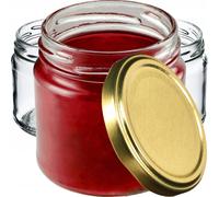 KADAX Barattoli Ermetici di Vetro da 200 ml, Vassetti Piccoli con Coperchio a Vite per Conserve di Frutta, Marmellate e Miele (Set di 10, Oro)