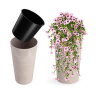 KADAX vaso da fiori con trucioli di legno, elegante sopravaso, 30 cm, crema