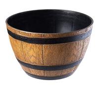 KADAX Vaso a Forma di Barile Ø 40 cm, Vaso Decorativo in Plastica per Interni ed Esterni, Aspetto Naturale del Legno (Marrone Chiaro)