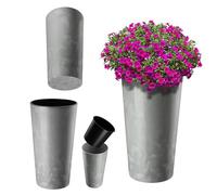 KADAX Vaso Alto Ø14x26,1 cm per Piante da Balcone e Giardino, Grande Fioriera per Aggiungere Eleganza a Ogni Spazio Abitativo, Sia Interno che Esterno (Cemento Grigio)
