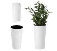 KADAX Vaso Alto Ø19x36,8 cm per Piante da Balcone e Giardino, Grande Fioriera per Aggiungere Eleganza a Ogni Spazio Abitativo, Sia Interno che Esterno (Bianco)