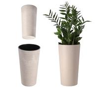 KADAX Vaso Alto Ø19x36,8 cm per Piante da Balcone e Giardino, Grande Fioriera per Aggiungere Eleganza a Ogni Spazio Abitativo, Sia Interno che Esterno (Crema)