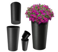 KADAX Vaso Alto Ø25x47 cm per Piante da Balcone e Giardino, Grande Fioriera per Aggiungere Eleganza a Ogni Spazio Abitativo, Sia Interno che Esterno (Nero)