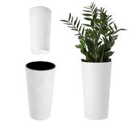 KADAX Vaso Alto Ø25x47 cm per Piante da Balcone e Giardino, Grande Fioriera per Aggiungere Eleganza a Ogni Spazio Abitativo, Sia Interno che Esterno (Bianco)