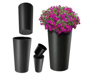 KADAX Vaso Alto Ø25x47 cm per Piante da Balcone e Giardino, Grande Fioriera per Aggiungere Eleganza a Ogni Spazio Abitativo, Sia Interno che Esterno (Nero)