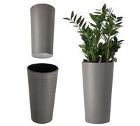KADAX Vaso Alto Ø30x57,5 cm per Piante da Balcone e Giardino, Grande Fioriera per Aggiungere Eleganza a Ogni Spazio Abitativo, Sia Interno che Esterno (Grigio)