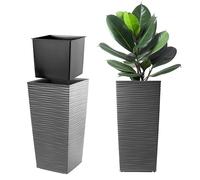 KADAX Vaso Alto da Esterno 68 cm - Plastica Effetto Rattan - Per Terrazzo e Giardino - Resistente alle Intemperie, ca. 38L