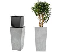 KADAX vaso alto da esterno con innerkruka - 68 cm betonggrä - per piante da esterno - con innerkruka inclusa per rinvaso rapido e pulito, ca. 29L