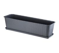 KADAX Fioriera da Balcone in Plastica, Vaso in Rattan Completo di Sottovaso, Perfetto per Esaltare le Tue Piante da Esterno (Grafite, 60 cm)