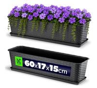 KADAX Vaso da Balcone con Base - Fioriera con Aperture di Scarico - per Balcone - drenaggio dell’acqua integrato per evitare ristagni, ca. 12L