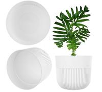 KADAX Vaso da fiori Ø 17 cm, con struttura scanalata, per interni ed esterni, in plastica, per piante da interno (bianco)