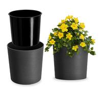 KADAX Vaso da Fiori ⌀ 19 cm - in plastica e trucioli di Legno riciclati per Una Decorazione Rustica e autentica, Ideale per Interni ed Esterni (Grafite)