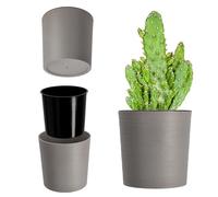 KADAX Flowerpot con trucioli di legno, trama elegante con inserto, casseruola, guscio da giardino, pentola di fiori, protezione della pentola di fiori per soggiorno, ufficio (⌀ 25 cm, grigio)