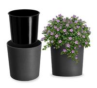 KADAX Vaso da fiori ⌀ 30 cm - in plastica e trucioli di legno riciclati per una decorazione rustica e autentica, ideale per interni ed esterni (Grafite)