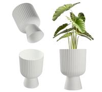 KADAX Vaso da fiori a forma di calice, in plastica, in 2 misure, per balcone, terrazza, davanzale, trofeo (14 cm, bianco)
