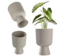 KADAX Vaso da fiori a forma di calice, vaso da giardinaggio in plastica in 2 misure, vaso per piante in 5 colori per balcone, terrazzo, davanzale, coppa per fioriera, sottovaso (14 cm, grigio)