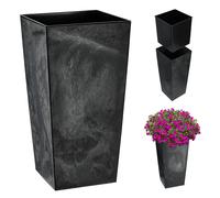 KADAX Elegante Vaso Alto per Piante da Interno ed Esterno Decorativo, Grande Fioriera in Plastica per Giardino e Balcone (Cemento Nero, 46.5 cm)