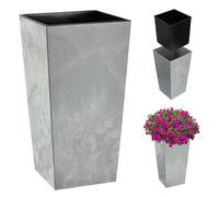 KADAX Elegante Vaso Alto per Piante da Interno ed Esterno Decorativo, Grande Fioriera in Plastica per Giardino e Balcone (Cemento Grigio, 57.5 cm)