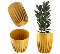 KADAX vaso da fiori con inserto, in plastica, rotondo, 30 cm, giallo scuro