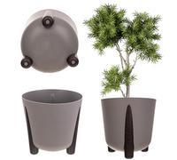 KADAX Vaso da fiori con inserto interno, in plastica, rotondo, per interni ed esterni (beige scuro, 30 cm), K9916