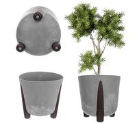 KADAX Vaso da fiori con inserto interno, in plastica, rotondo, per interni ed esterni (grigio, 30 cm), K9901