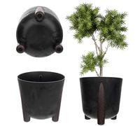 KADAX Vaso da fiori con inserto interno, in plastica, rotondo, per interni ed esterni (nero, 21 cm), K9904