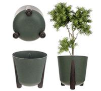 KADAX Vaso da fiori con inserto interno, in plastica, rotondo, per interni ed esterni (verde, 18 cm), K9923