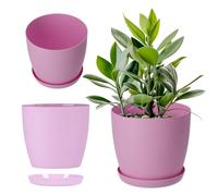 KADAX Flowerpot, fioriera con sottobicchieri, Secchio di Fiori Rotondi in plastica, pentola Matt per Cactus, felci, Trama luccicante per Balcone, Appartamento e terrazza (⌀ 20 cm, Rosa)